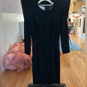 Vintage 1960’s Mr. Blackwell French Collection Black Pleated Wool Sheath Dress